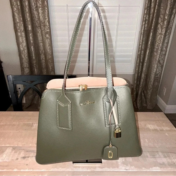 Marc Jacobs The Editor Leather Tote - Balsam Fir / Pink Interior w/ Dust Bag - Picture 4 of 16